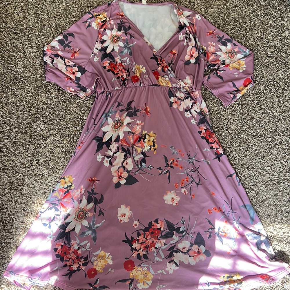 Large pink blush maternity dress
